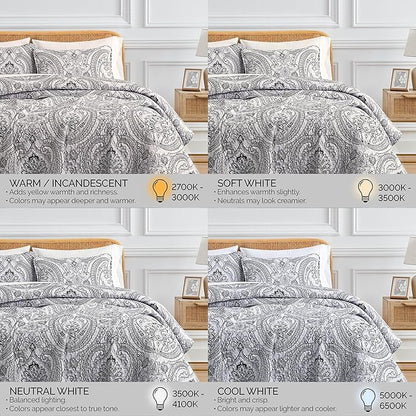 Southshore Fine Living, Inc. Boho King Quilt Set, Lightweight Bedspread, Summer Coverlet, 3-Piece Paisley Bedding Set with Two Matching Quilted Pillow Shams, California/King Quilts, Black