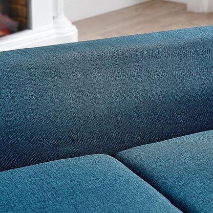 Dog Sofa Couch for Medium Dogs with Backrest and Armrest, Memory Foam Dog Sofa Bed, Modern Elevated Pet Couch Bed with Wooden Legs, Blue