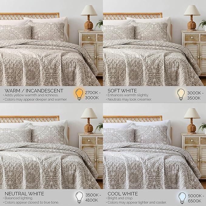 Southshore Fine Living, Inc. Ashanti Collection Oversized King Quilt Bedding Set, Soft Fabric, Lightweight Bedspread 3-Piece, Two Matching Shams (108 in Wide x 98 in Long), Cal/King Quilt Sets, Bone