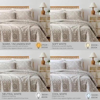 Southshore Fine Living, Inc. Ashanti Collection Oversized King Quilt Bedding Set, Soft Fabric, Lightweight Bedspread 3-Piece, Two Matching Shams (108 in Wide x 98 in Long), Cal/King Quilt Sets, Bone