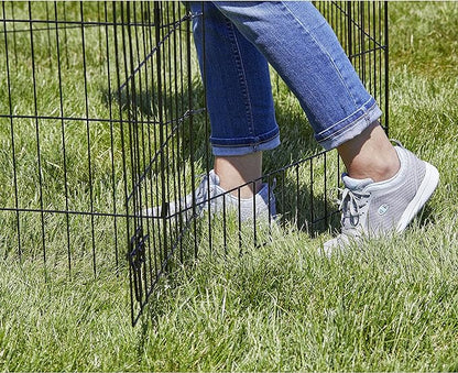 MidWest Homes for Pets 24-Inch Exercise Pen, for Indoor and Outdoor Use, 16 Sq Feet of Play, Single Door Folding Dog Pen, with Large Door Opening & Secure Latch, Easy to Set Up, Foldable Dog Playpen