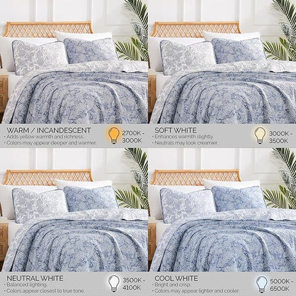 Southshore Fine Living, Inc. Paisley Quilt Queen Size Bedding Set, Full Size Quilted Coverlet, Boho Bedspreads Queen Size Set with Two Matching Pillow Shams, Full/Queen, Reversible Blue