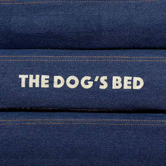 The Dog’s Bed Orthopedic Memory Foam Dog Bed with Bolsters for XXL Dogs, Waterproof Washable Cover, Anti-Slip Base, Calming Surface – CertiPUR-Certified Foam, Denim Fabric, Blue Denim, XXL