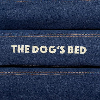 The Dog’s Bed Orthopedic Memory Foam Dog Bed with Bolsters for XXL Dogs, Waterproof Washable Cover, Anti-Slip Base, Calming Surface – CertiPUR-Certified Foam, Denim Fabric, Blue Denim, XXL