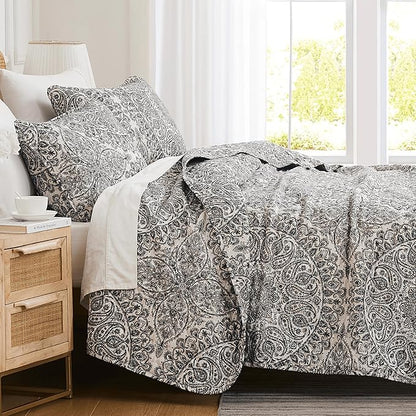 Southshore Fine Living, Inc. Ashanti Collection Oversized Quilt Twin Bedding Set Lightweight, Soft Coverlet Bedspread 2-Piece with one Matching sham (69 in Wide x 98 in Long), Twin/XL, Grey