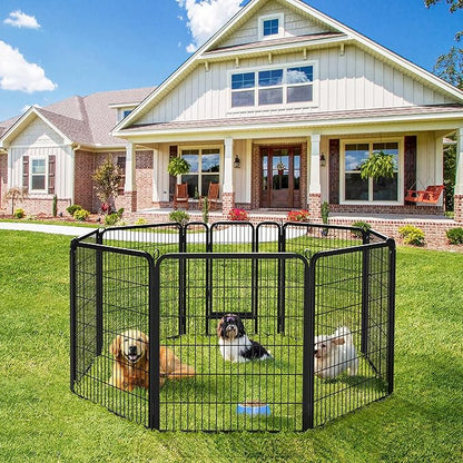Yaheetech Wide Panel Dog Playpen, 8 Panels 40 inch High Pet Pen with Gate, Portable Indoor Outdoor Fence for Medium/Large Breed Dogs