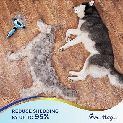 Fur Magic Large Deshedding Tool & Dematting Comb – Grooming Brushes for Dogs, Cats, Horses – Reduce Shedding and Remove Knots, Mats and Loose Undercoat