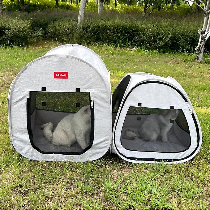 Portable Cat Playpen 2-Room, 2-in-1 Pop-up Cat Dog Crate Play Enclosure with Separate Areas, Foldable Pet Playpen for Puppy Kitten and Small Animals Indoor Outdoor Travel